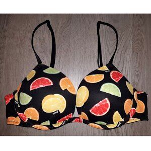 Victoria's Secret PINK Wear Everywhere Super Push Up Bra Size 32B Citrus Fruit
